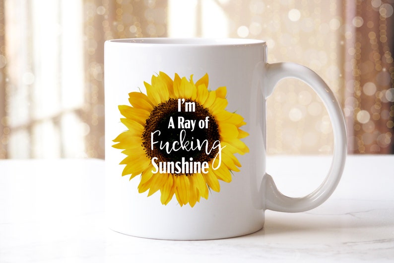 I'm a ray of Fucking Sunshine Sunflower Coffee Mug Adult Humor Gift for her image 1