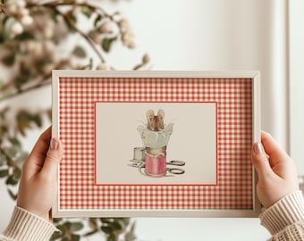 Vintage Mouse Reading Print: Cottagecore Nursery Wall Art (Digital Download)