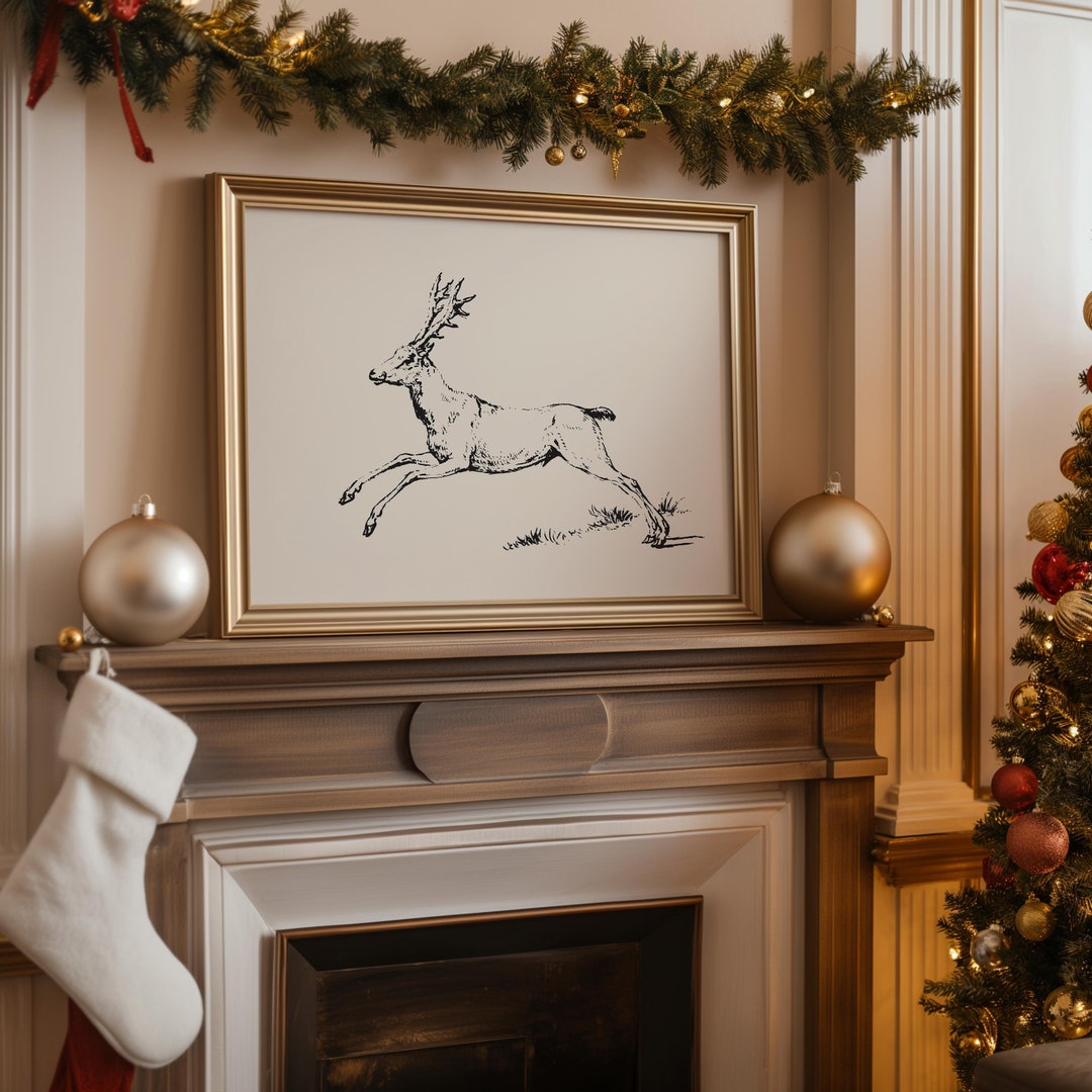 Vintage Deer Wall Art Rustic Deer Prints Vintage Christmas Printable ...