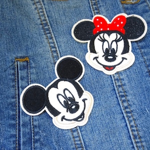 Minnie & Mickey Patch, Small Disney Iron On Patch, Embroidery Patches For Denim Jacket, Patches For Jeans, Mickey Mouse Hand Patch Gift