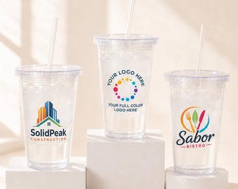 Custom Logo Acrylic Tumblers: 16oz Personalized Business Promotional Souvenirs
