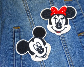 Minnie & Mickey Mouse Iron On Patch, Disney Embroidery Patch
