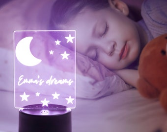 Personalized Kids Night Light: Engraved Acrylic LED Nursery Decor