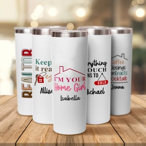 Custom Realtors 20oz Tumbler With Lid, Insulated Personalized Real Estate Agent Gratitude Closing Gift Thermo Cup,  For Realtors