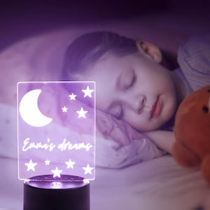 Personalized Kids Night Light: Engraved Acrylic LED Nursery Decor