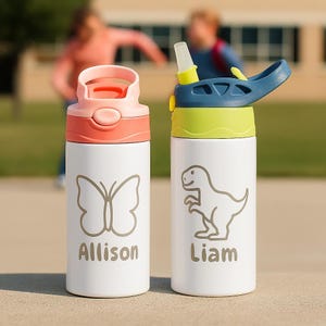 Personalized Kids Tumbler: Engraved 12oz Stainless Steel Water Bottle