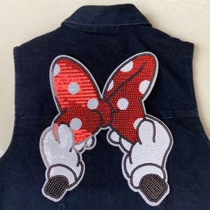 1.75x3.25 Minnie Mouse Embroidered IRON ON PATCH / Sew on Disney