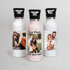 Custom photo water bottle with lid, personalized 500ml insulated drinking pictures thermal hot & cold beverages cups, sport thermo gift