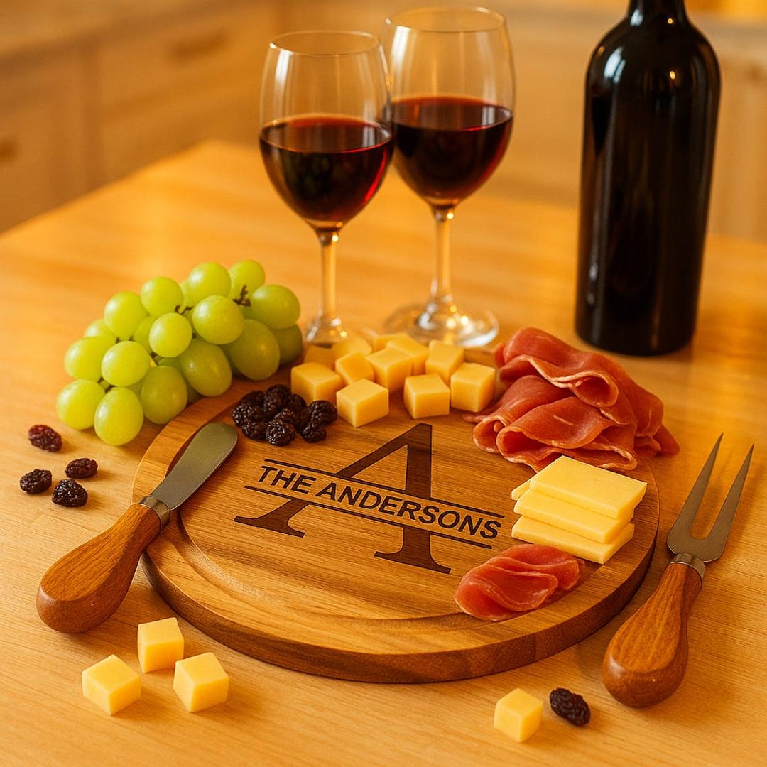 Personalized Mini Acacia Wood Cheese Board Set: Engraved Charcuterie ...