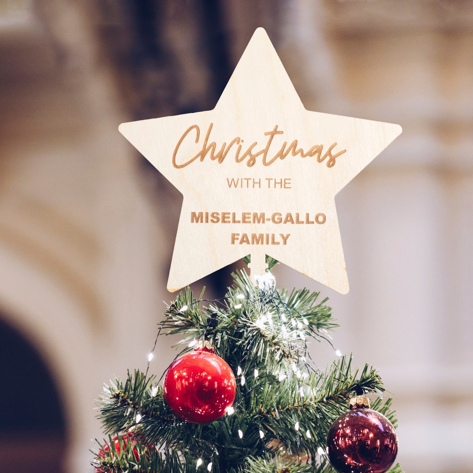 Custom Christmas Tree Topper Star Ornament Personalized - Etsy