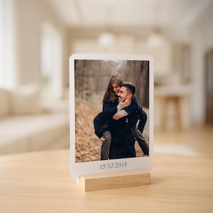 Custom Acrylic Photo Plaque: Personalized Portrait Display with Wood or Acrylic Stand