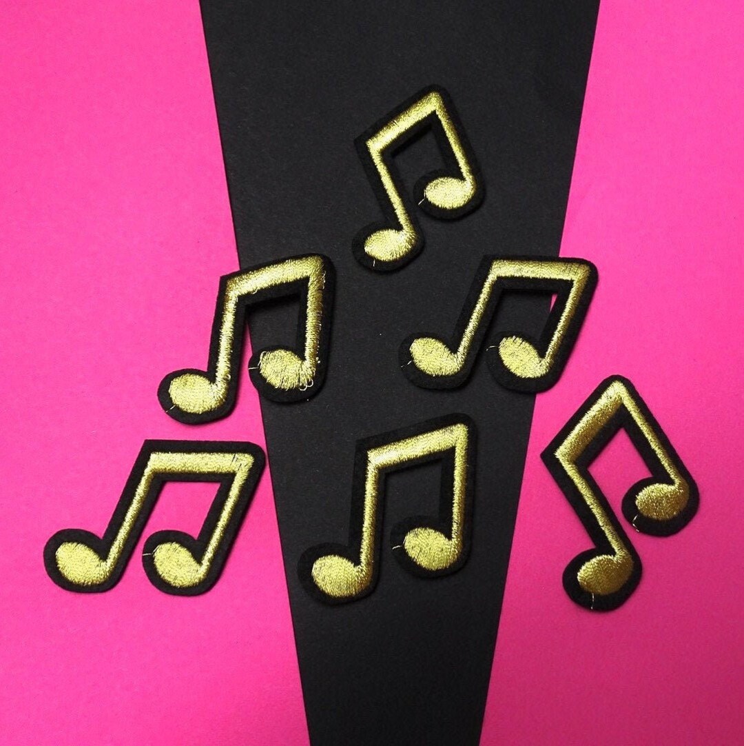 Gold Musical Note Embroidery Iron on Patch Fabric Music Lover Etsy