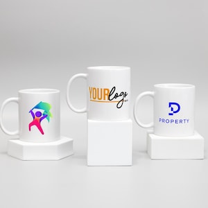Custom Logo Mug: 11oz Branded Ceramic Coffee Cup, Corporate Gift