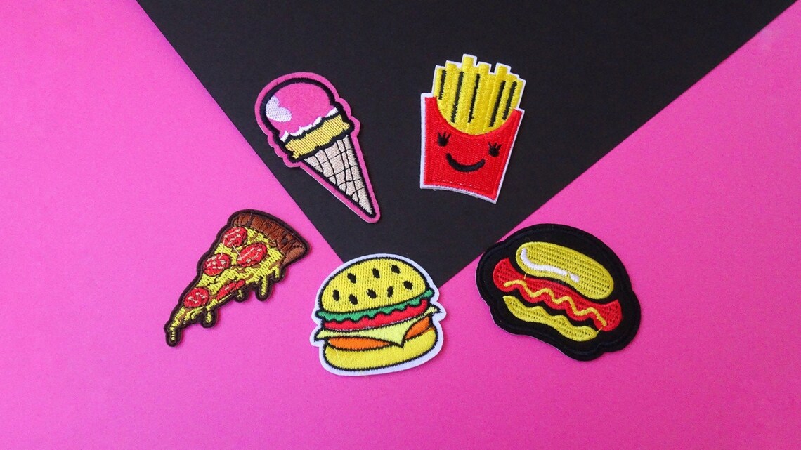 Food Iron on Patches Set Embroidery Patch Patches for Etsy