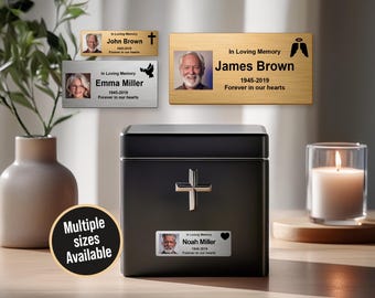 Personalized Memorial Urn Nameplate: Stainless Steel Ashes Box Plaque