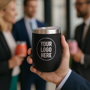 Custom Logo Tumbler 12oz – Insulated Corporate Gift, Personalized Metal Marketing Cup, Promotional Non-Spill Travel Mug