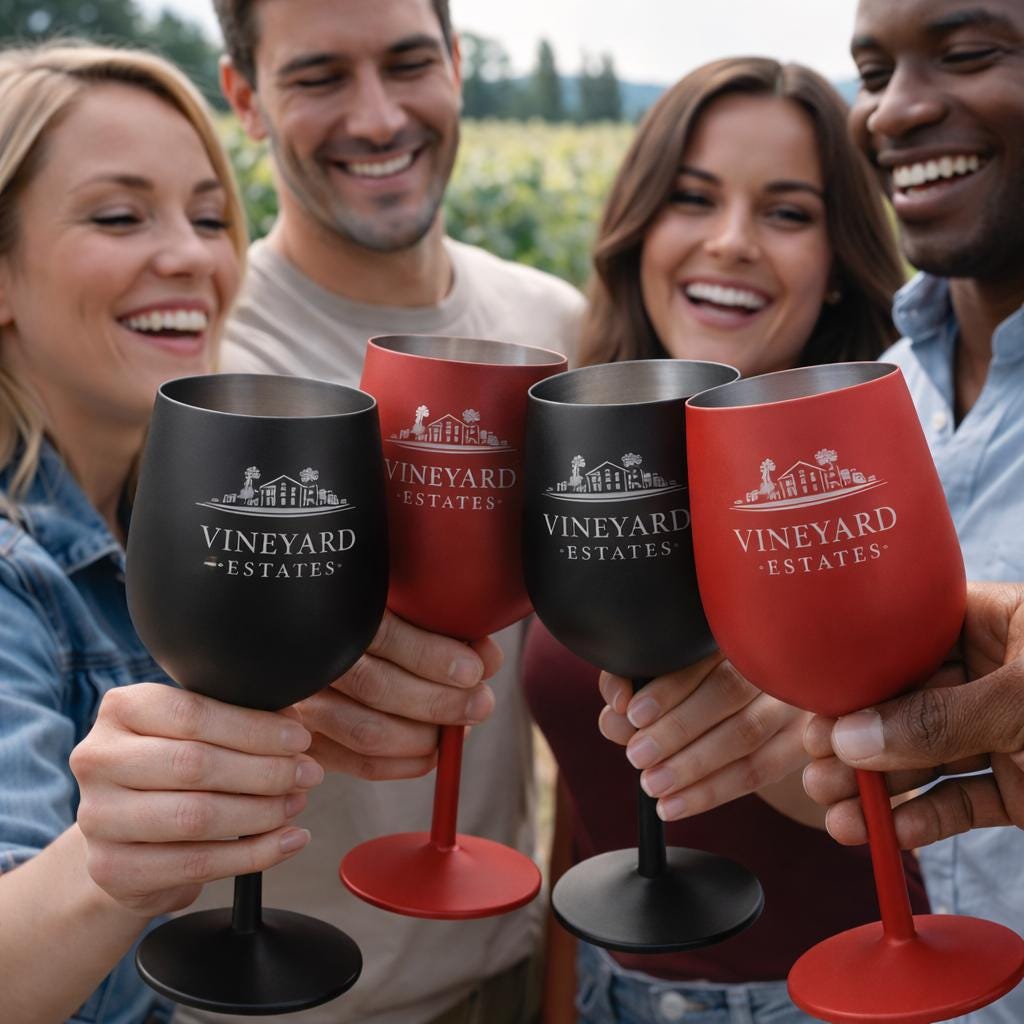 Custom Engraved Wine Glass With Logo, Branded Personalized 18oz ...
