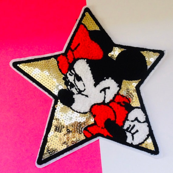 Large Sequin Minnie Mouse Patch, Minnie Bow Patch, Disney Iron on