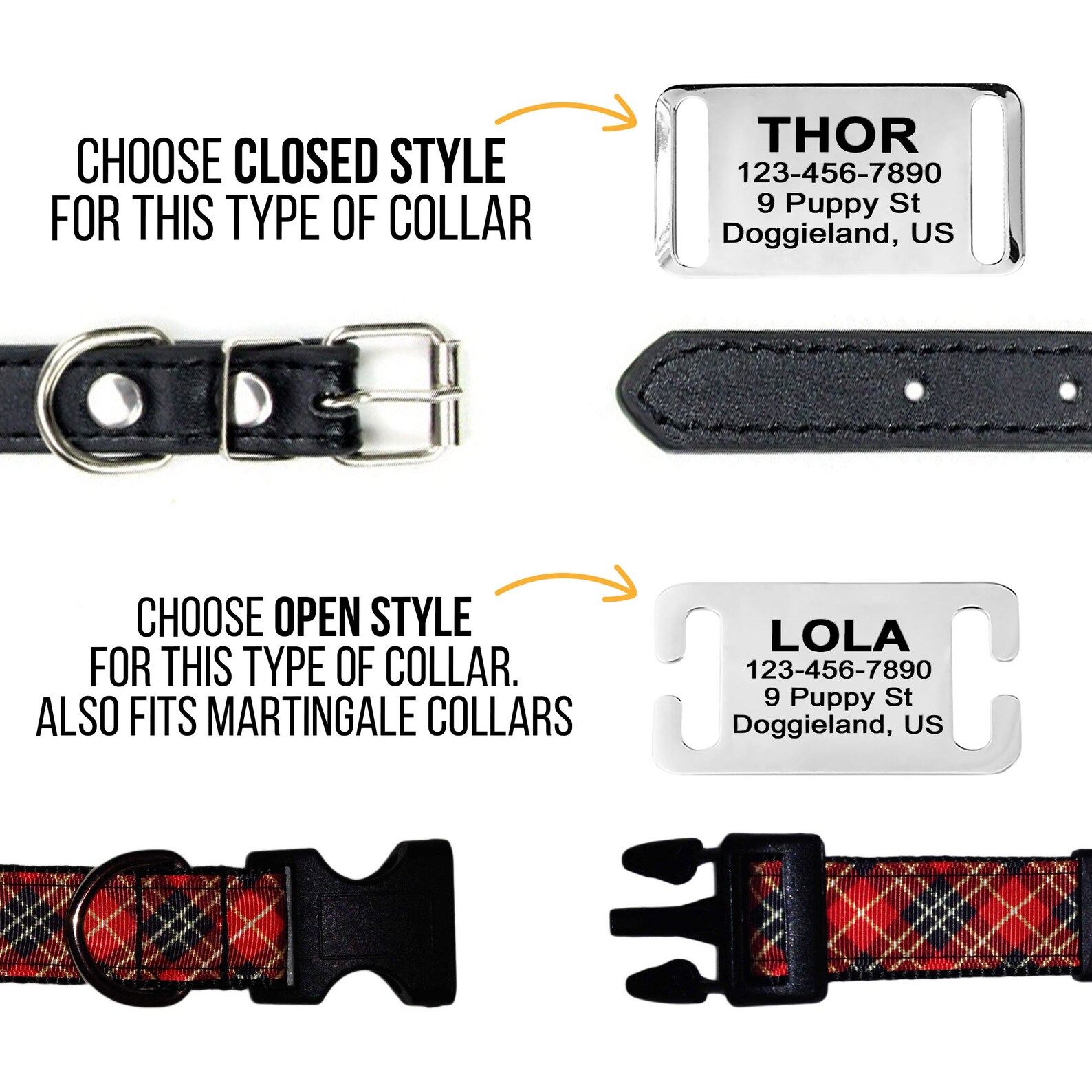 Personalized Slide On Pet ID Tag for Dog Collars Custom Etsy