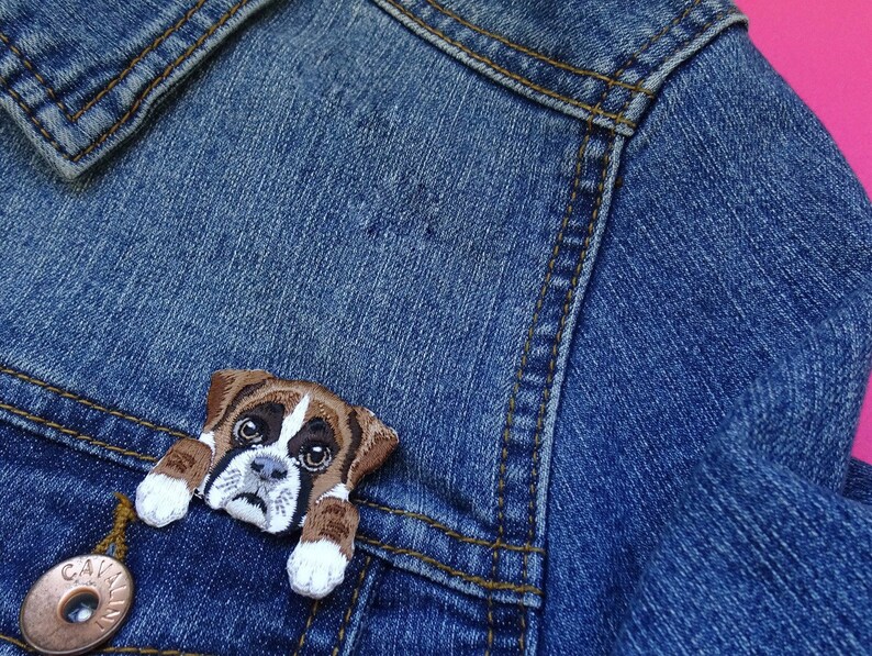 Pocket Dog Iron on Patch Embroidery Dog Patch Dog Owner Etsy