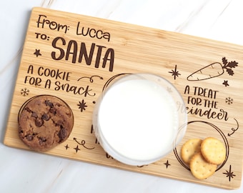 Personalized Wooden Santa Tray: Christmas Eve Cookie Board