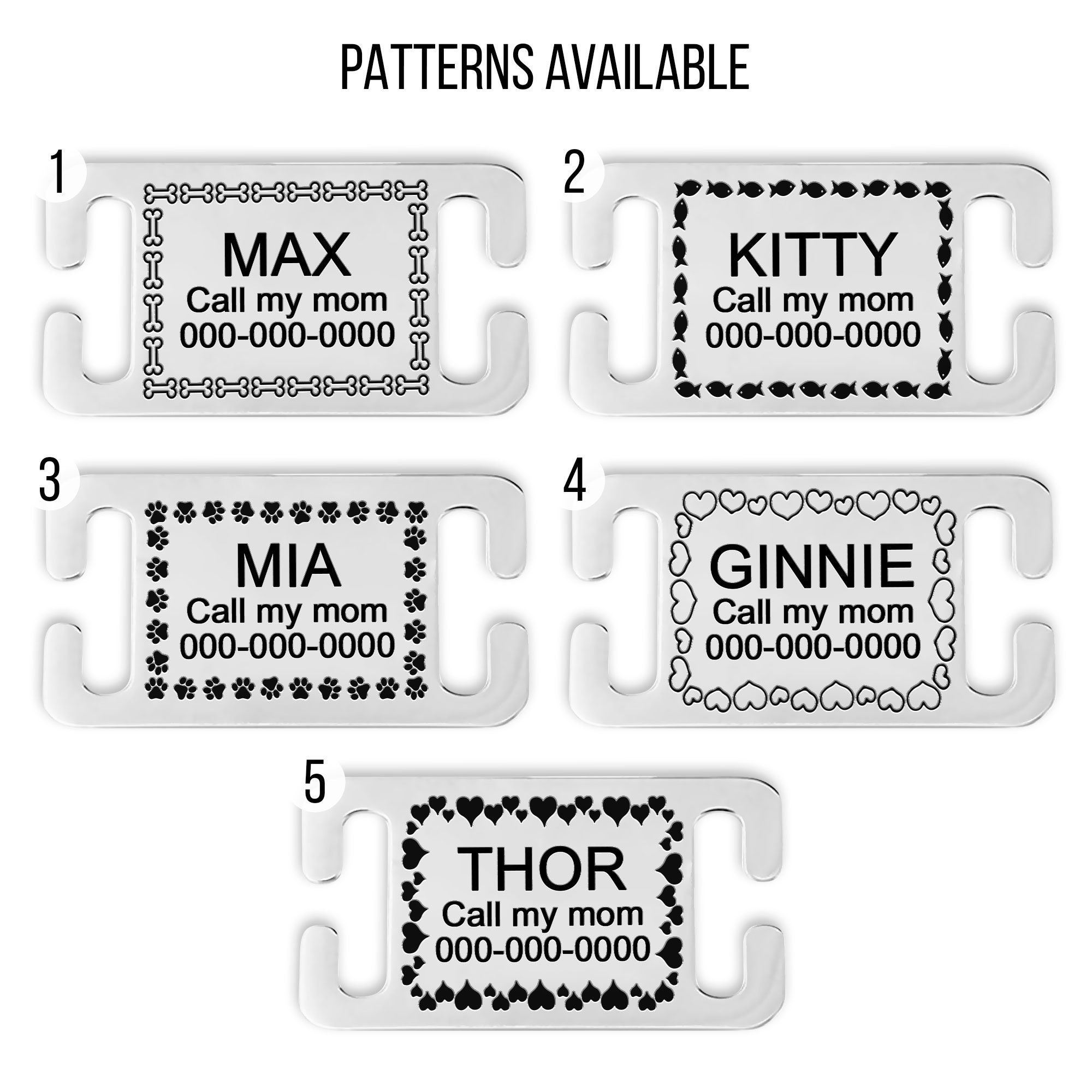 Custom Slide on Dog ID Tag Cat Tag Pet Id Tag Martingale Etsy