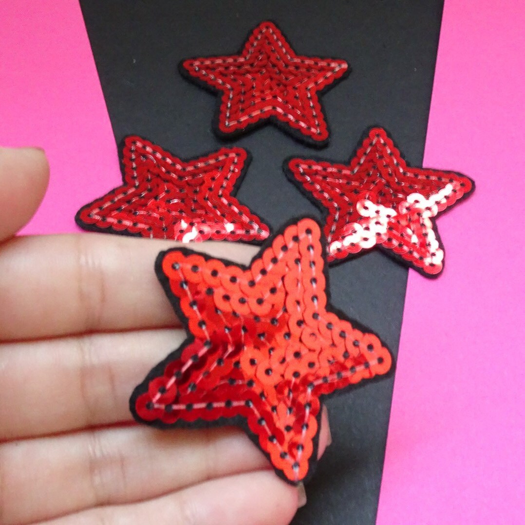 Multicolor sequin star patches embroidery iron on star patch Etsy