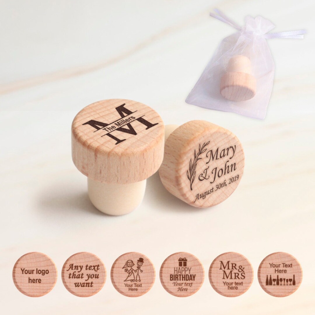 Custom Engraved Bulk Wine Bottle Wooden Stopper, Wine Stopper Party