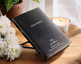 Custom Leather Bible Cover, Personalized KJV Name Printed Bible, Newlyweds Christian Gift & Unique Religious Keepsake Present