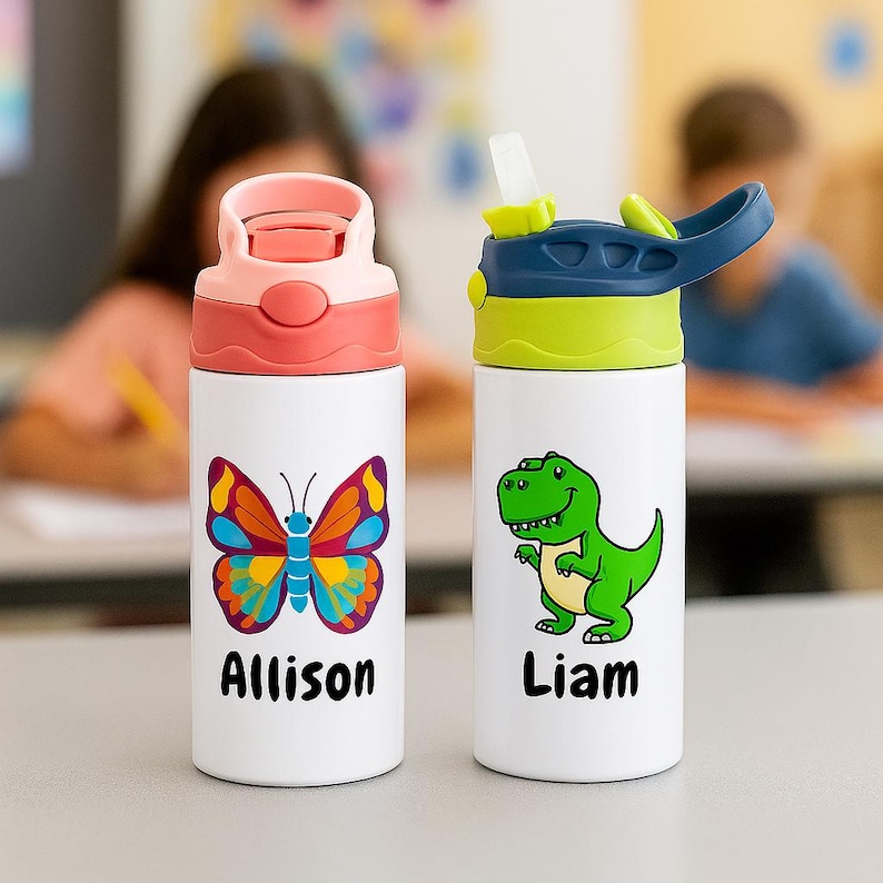 Personalized Kids Water Tumbler: 12oz Insulated Stainless Steel School ...