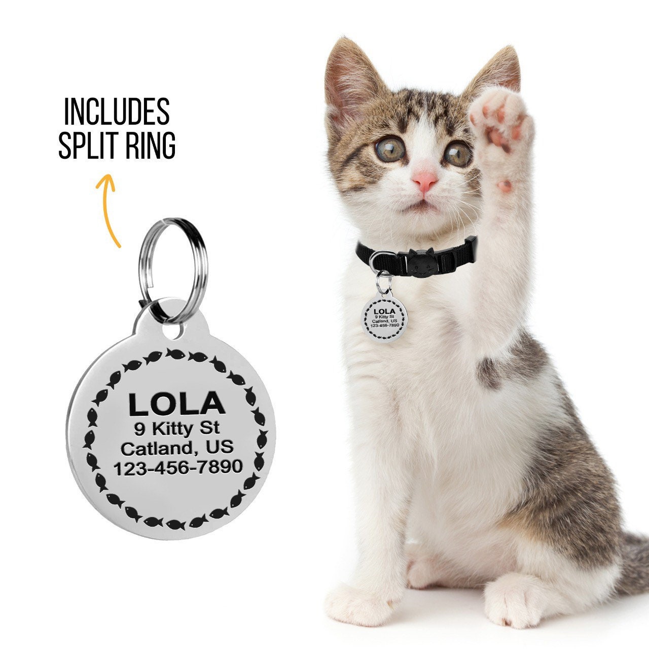 Cute Pet ID Tag Stainless Steel Round Dog Tag Funny Cat Tag Etsy