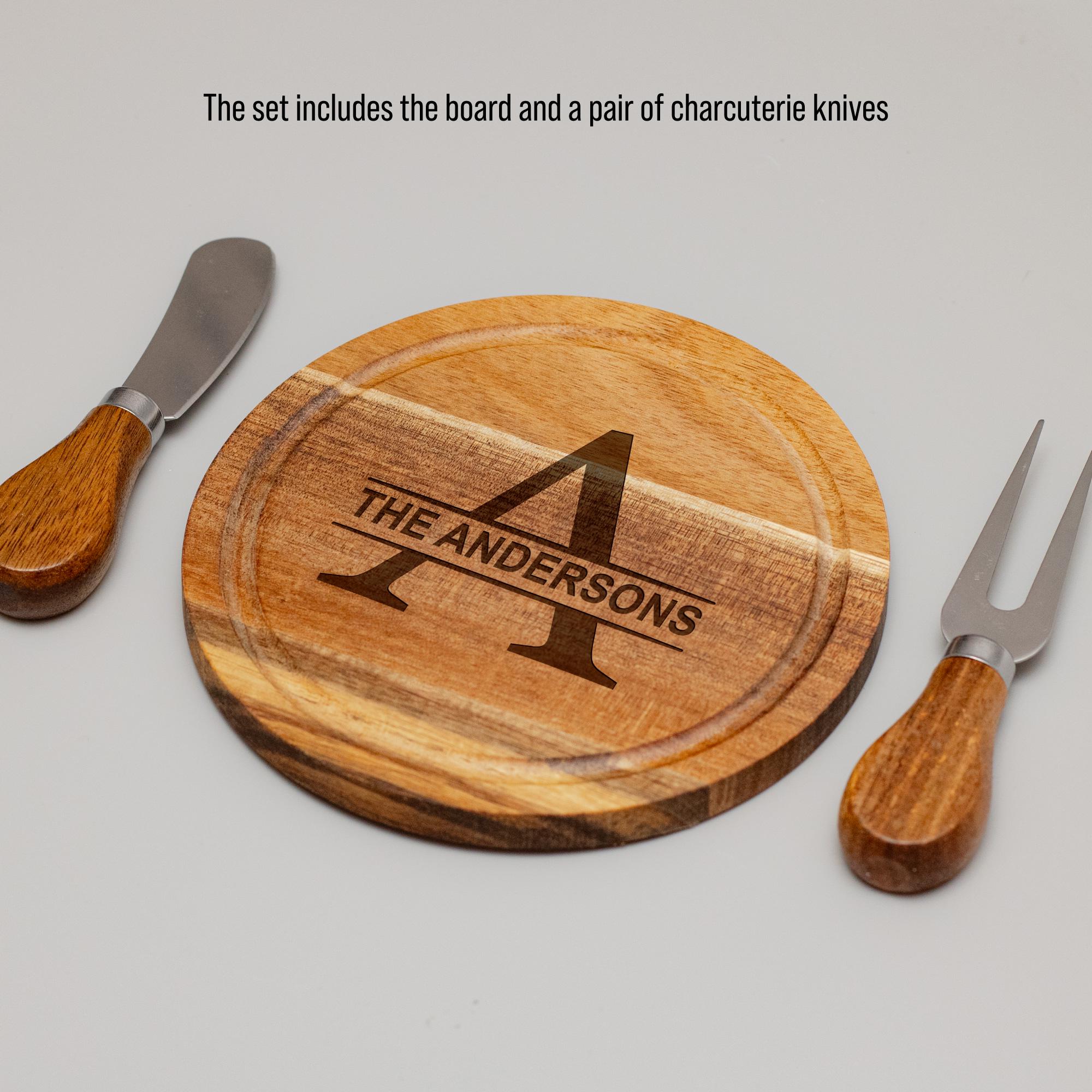 Personalized Mini Acacia Wood Cheese Board Set: Engraved Charcuterie ...