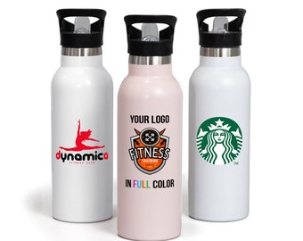 Botella de agua con logotipo personalizado: 500 ml, acero inoxidable, regalo corporativo.