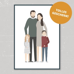 Individual illustration family of 4 (4 people / minimalist / personal portrait / personalized / gift) / #designzig