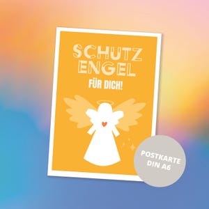 Ansichtkaart beschermengel (minimalistisch / bescherming / individueel / kaart / kinderkamerkunst / DIN A6) / #designzig