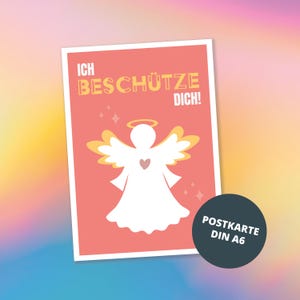 Ansichtkaart beschermengel (minimalistisch / bescherming / individueel / kaart / kinderkamerkunst / DIN A6) / #designzig