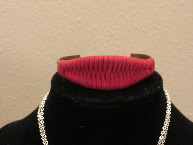 Faux Suede Red Brass Cuff