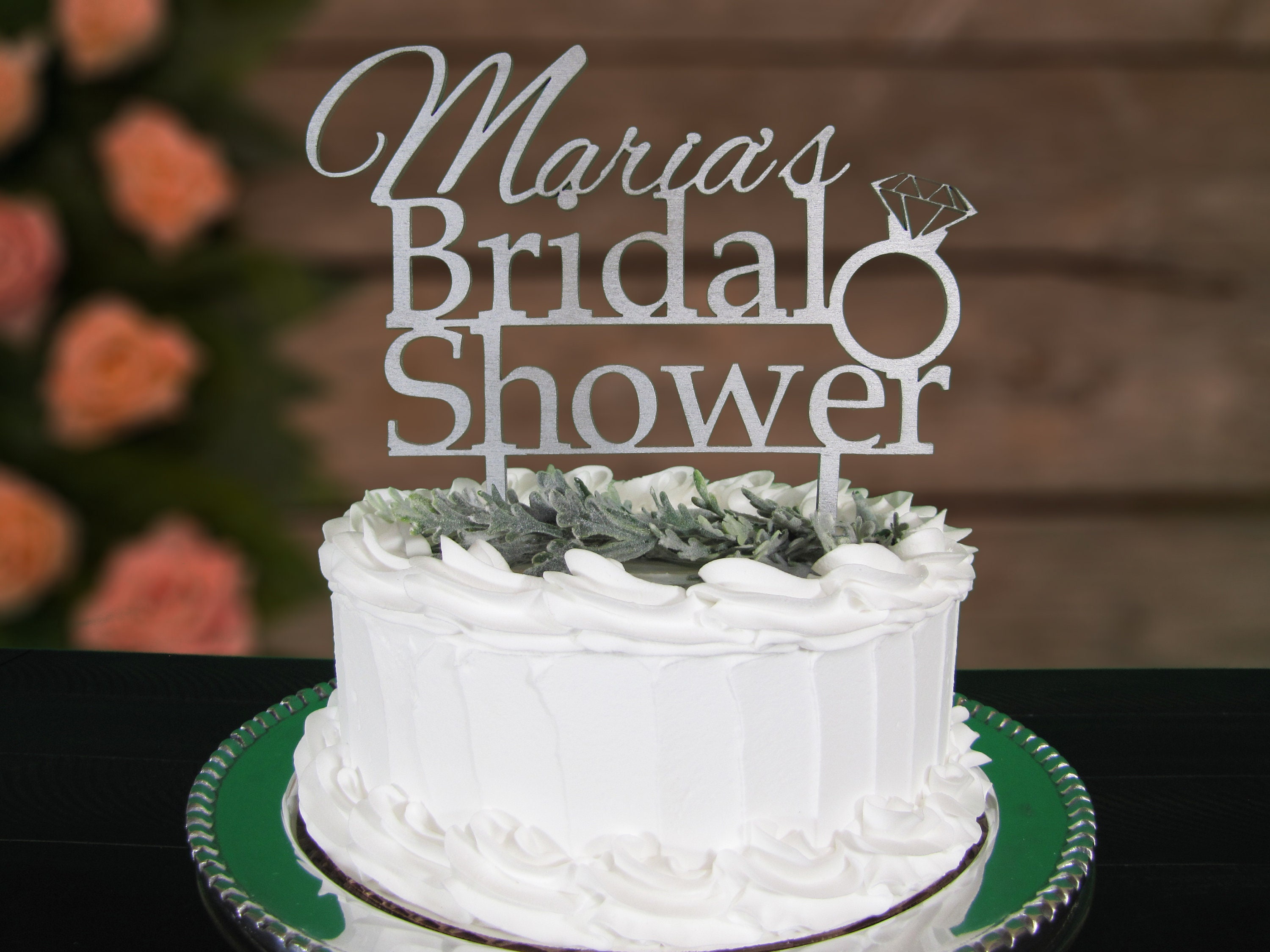 Cake Toppers Bridal Shower Customized Elegant Cake Topper Etsy