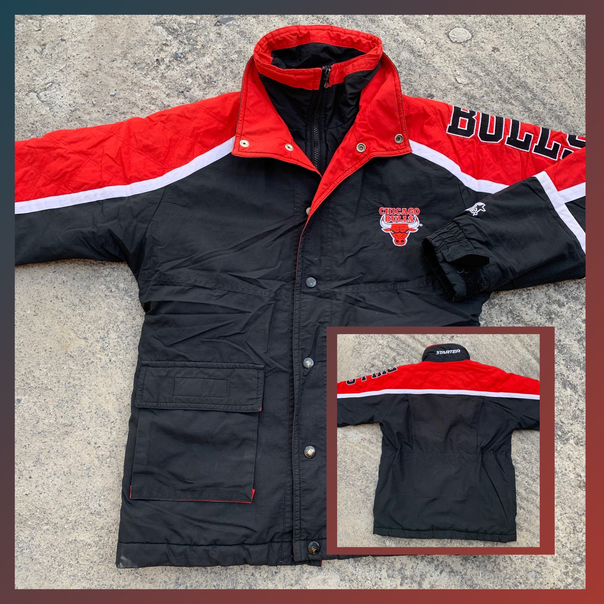 Vintage Starter Chicago Bulls Parka Long Jacket 90s NBA Etsy