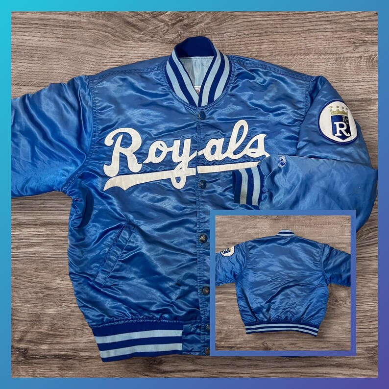 1980's vintage starter Kansas City Royals satin bomber jacket MLB B) 7/10