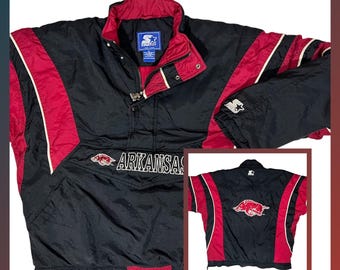RARE Vintage Starter Arkansas Razorbacks Pullover Jacket NCAA 90s