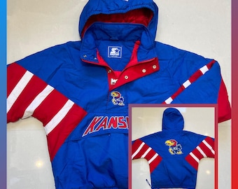 vintage Kansas university Jayhawks pullover half zip jacket ncaa 90s