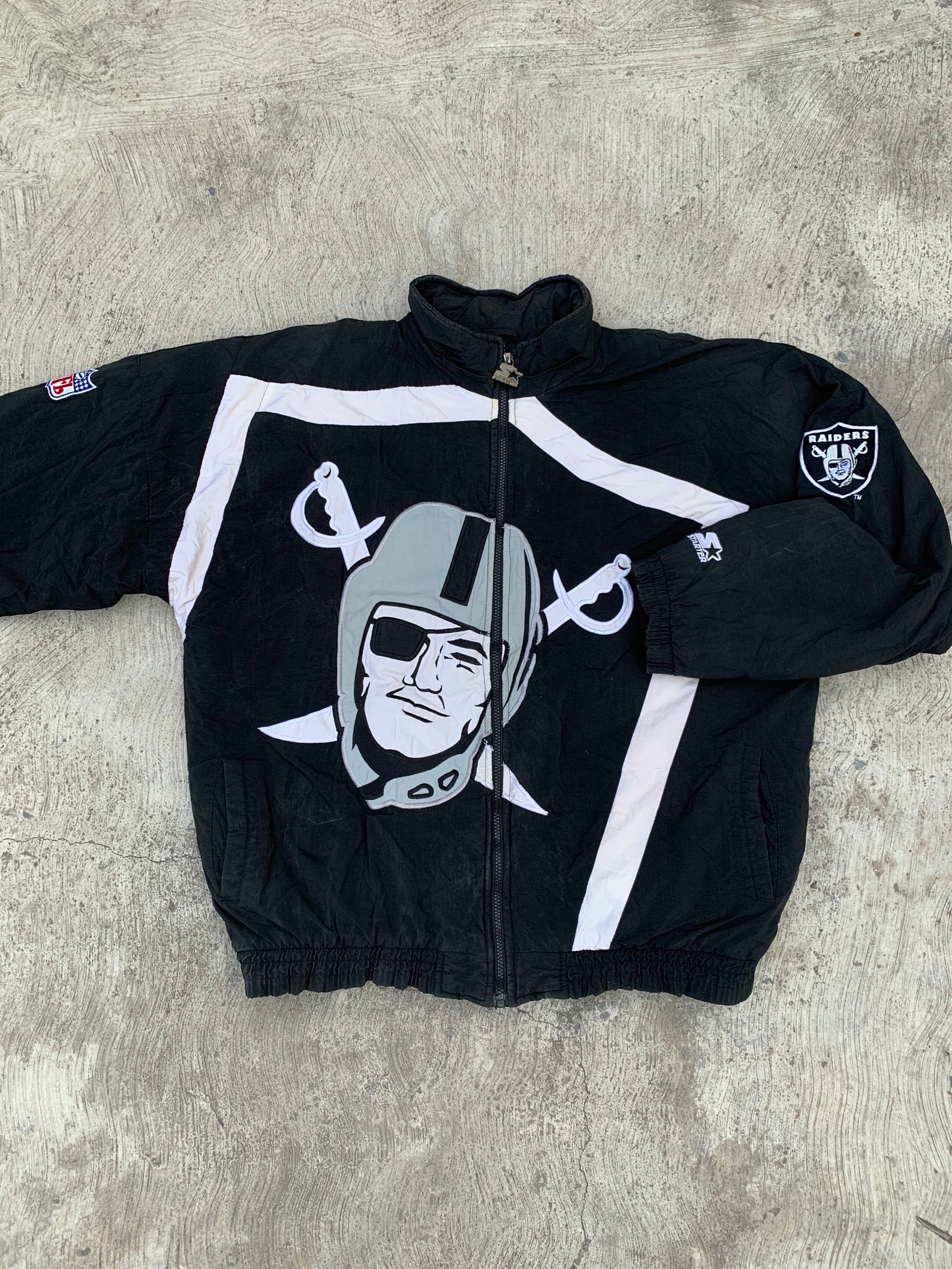 RARE vintage starter Raiders full zip big logo jacket NFL 90s | Etsy