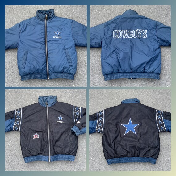 Vintage Pro Player Dallas Cowboys Reversible Full Zip Bomber Jacket 90s Nfl Etsy