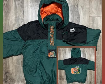 Vintage Starter Miami Hurricanes pullover half zip jacket NCAA 90s