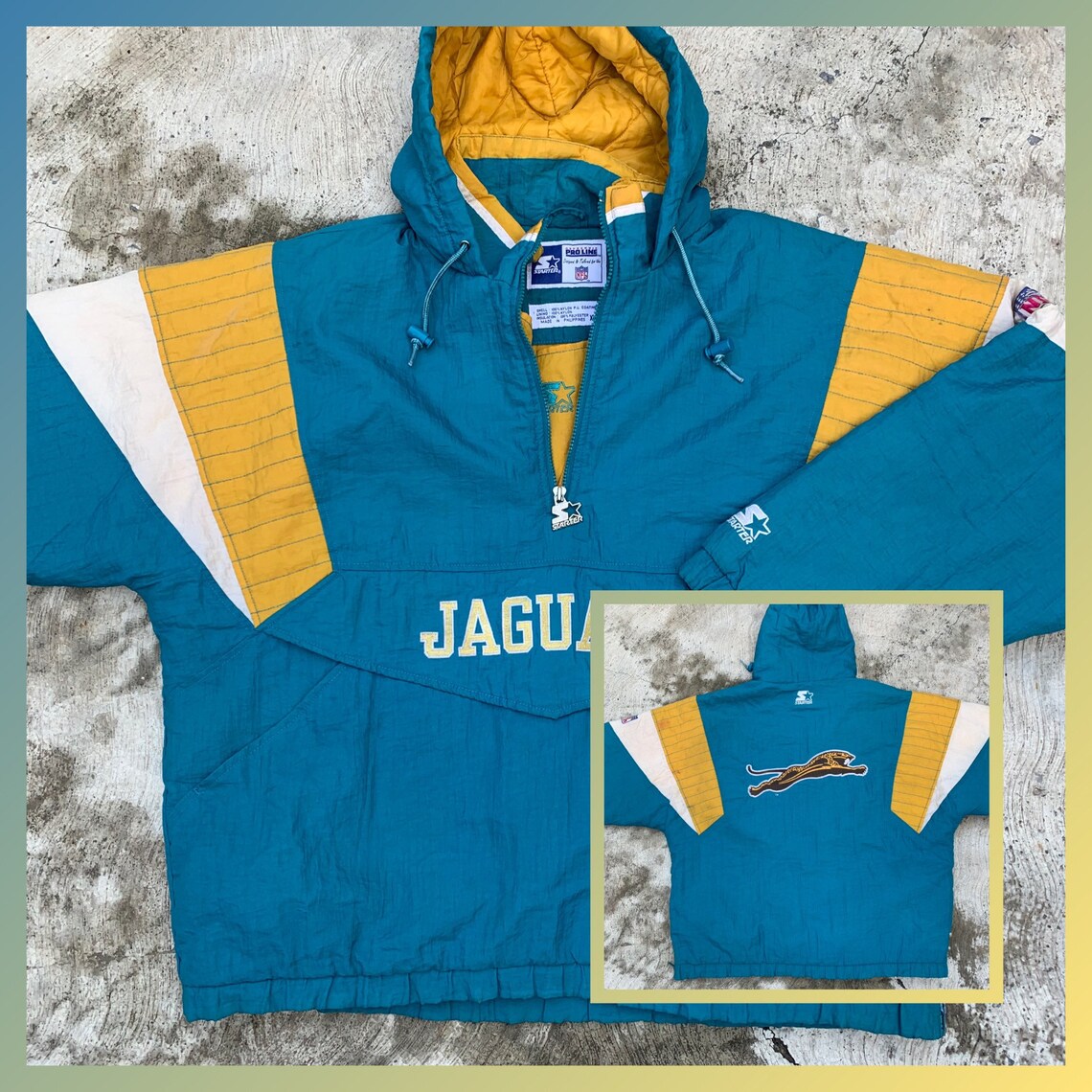 Vintage Starter Jacksonville Jaguars pullover half zip jacket Etsy