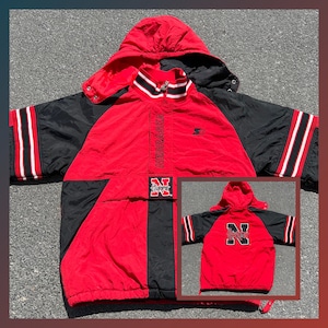 Vintage startande Nebraska Huskers pulloverjacka med halv dragkedja från NCAA 90-talet