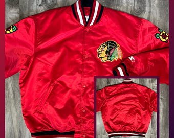Vintage starter Chicago Blackhawks satin bomber jacket NHL 90s