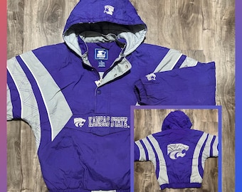 RARE vintage starter Kansas state pullover half zip jacket 90s NCAA