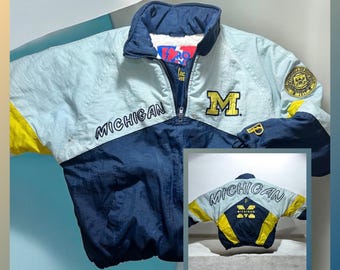 Vintage Pro Player Michigan wolverines pullover half zip jacket ncaa 90s